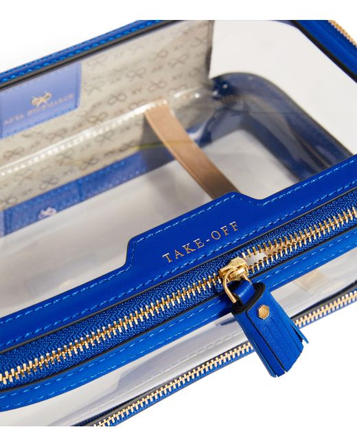 Anya Hindmarch Blue Leather-trim In-flight Zipped Pouch