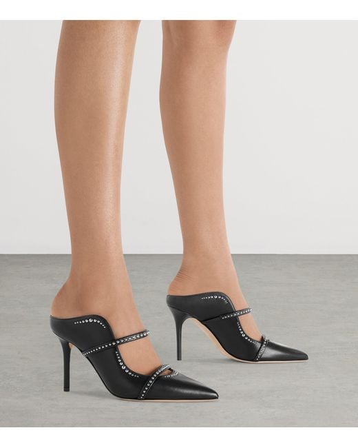 Malone Souliers Black Leather Studded Maureen Heeled Mules 85