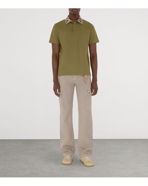 Burberry Green Cotton Piqué Slim Polo Shirt for men