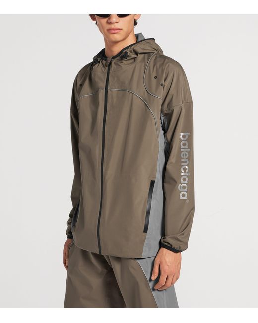 Balenciaga Brown Reflective Techwear Zip-Up Jacket for men