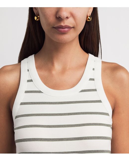 Vince White Rib-Knit Stripe Tank Top