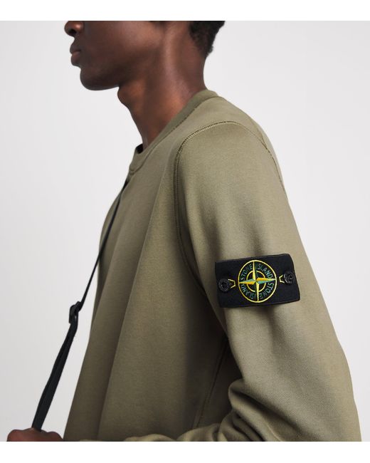 Stone Island Green Compass Logo Sweatshirt for men