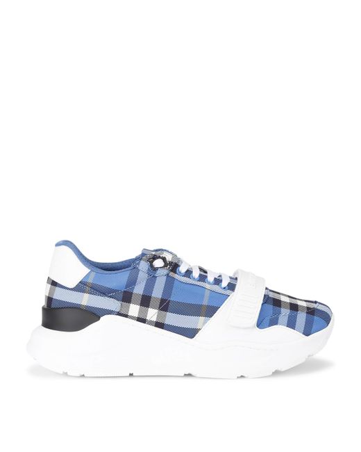 Burberry Blue New Regis Vintage Check Sneakers for men
