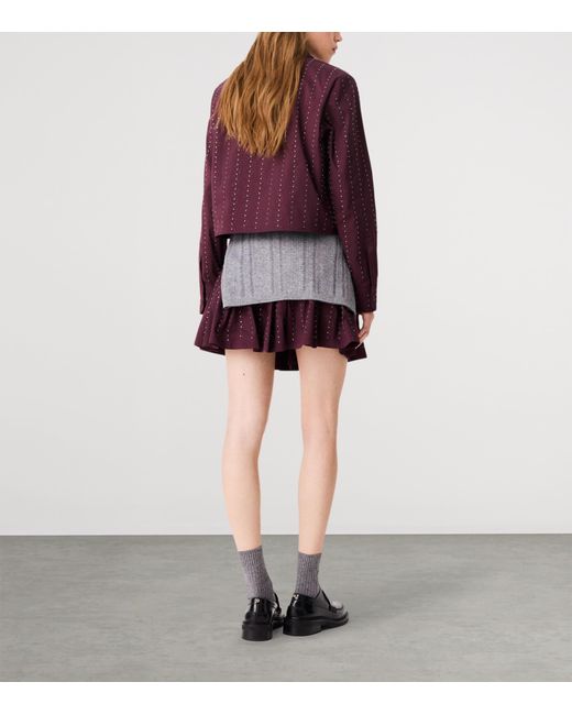 Maje Purple Embellished Stripe Shirt