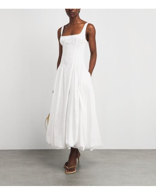 Jonathan Simkhai White Cotton Bubble-Hem Hally Midi Dress