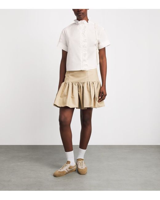 Claudie Pierlot White Cotton Poplin Ruffle Blouse