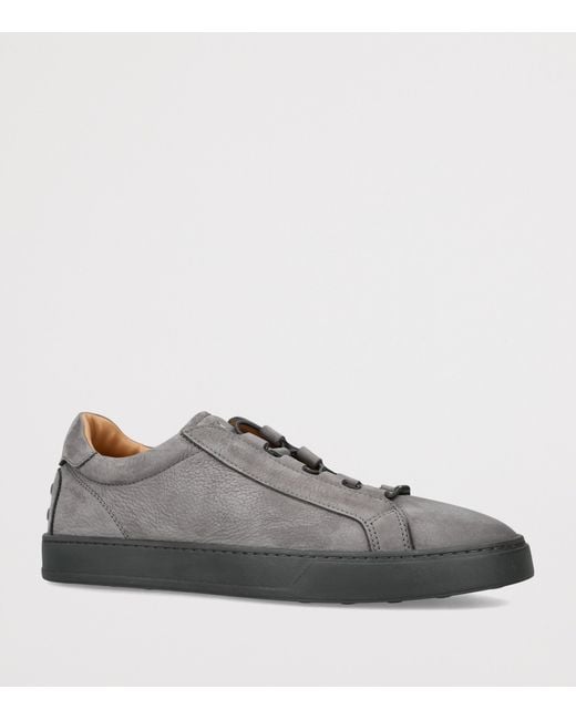 Tod's Gray Leather Elastic Cassetta Sneakers for men