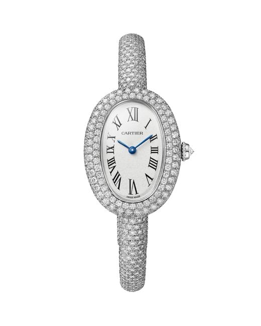 Cartier White Small And Diamond Baignoire De Watch