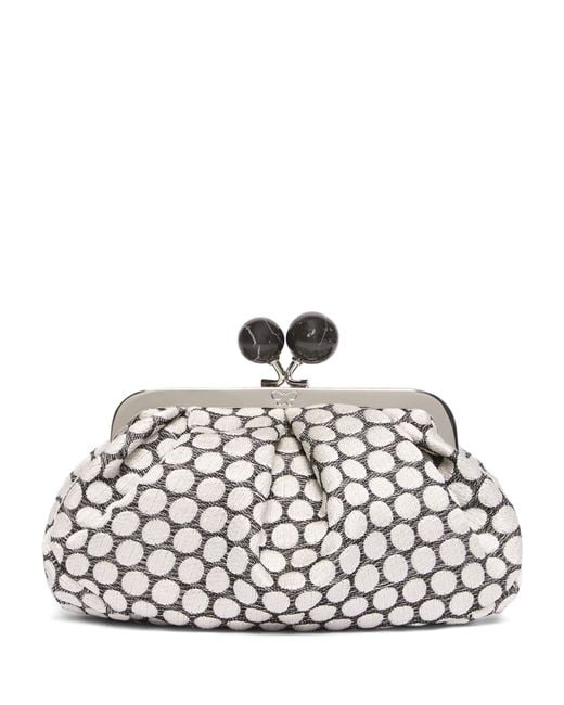 Weekend by Maxmara White Woven Jacquard Pasticcino Clutch Bag