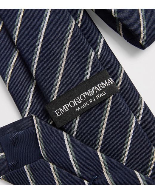 Emporio Armani Blue Silk Stripe Tie for men