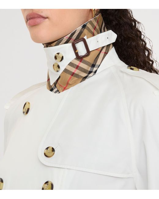 Burberry White Cropped Mayfair Trench Jacket