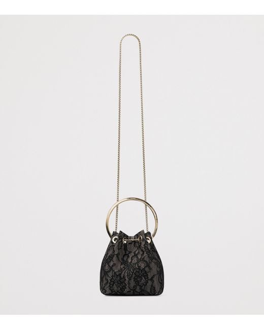 Jimmy Choo Black Lace Bon Bon Top-Handle Bag