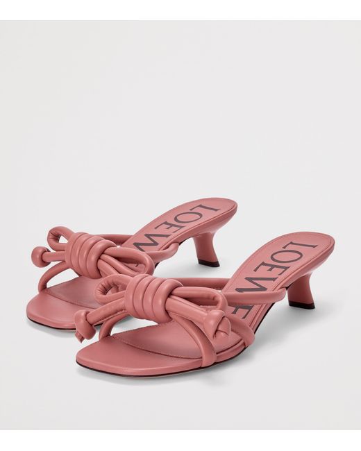 Loewe Pink Lambskin Flamenco Knot Mules 45
