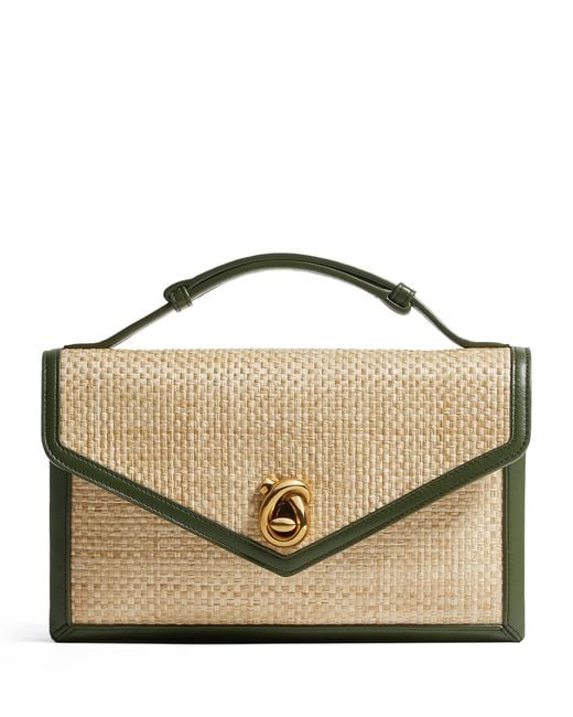 Bottega Veneta Metallic Raffia Knot Lock Shoulder Bag