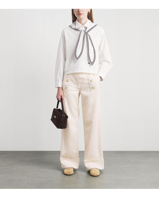 Claudie Pierlot White Sailor Wide-Leg Jeans