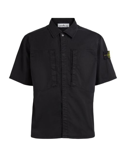 Stone Island Black Stretch-Cotton Short-Sleeve Shirt for men