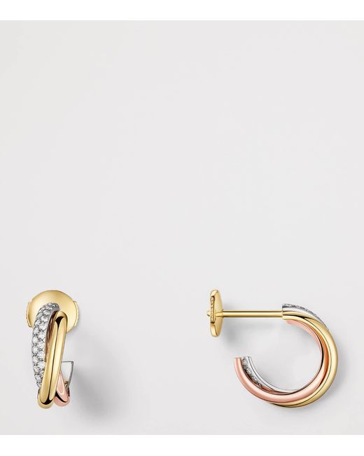 Cartier Metallic Rose And Diamond Trinity Earrings
