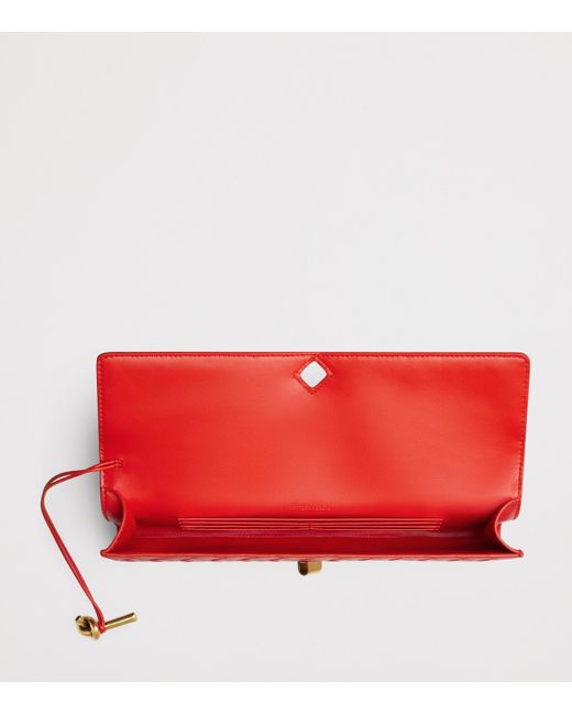 Bottega Veneta Red Leather Andiamo Clutch Bag