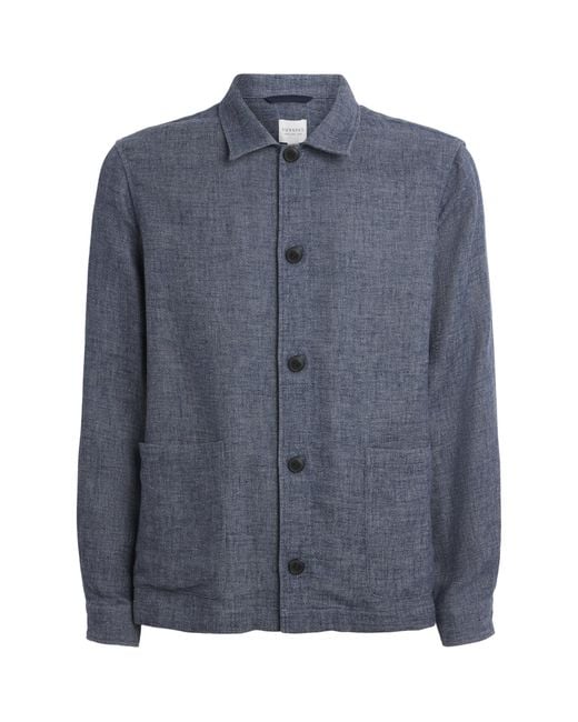 Sunspel Blue Cotton-Linen Twill Twin-Pocket Jacket for men