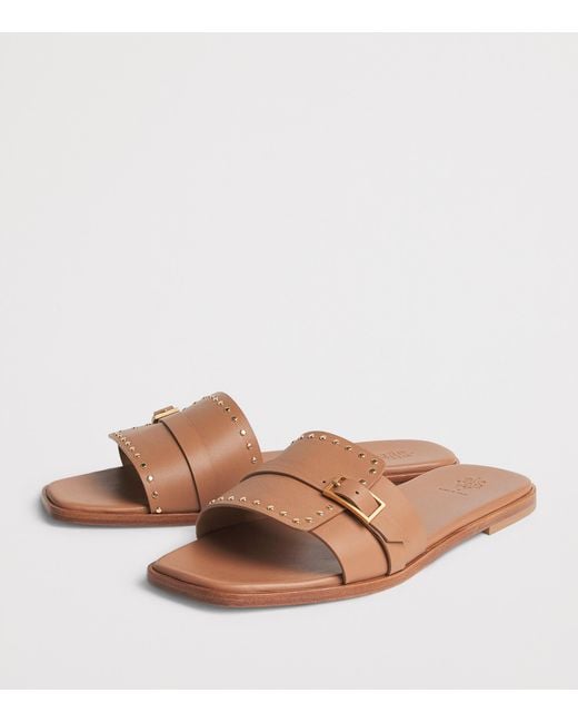 Eleventy Brown Leather Embellished Sandals