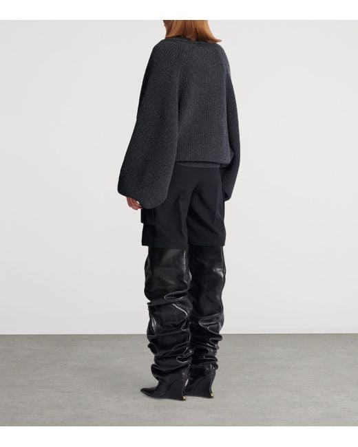 Balmain Blue Wool Oversized Wrap Sweater