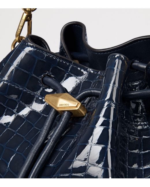 Jimmy Choo Blue Croc-Embossed Bon Bon Shoulder Bag