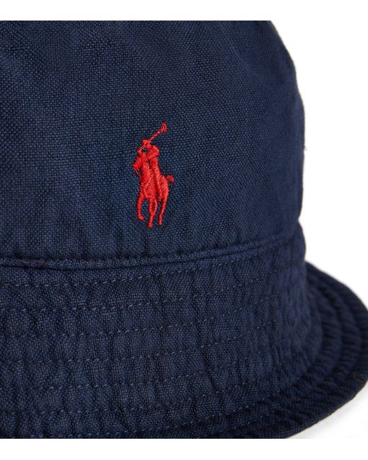 Polo Ralph Lauren Blue Linen Polo Bucket Hat