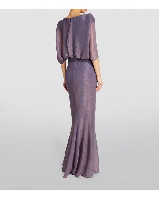 Talbot Runhof Purple Cape-sleeve Maxi Dress