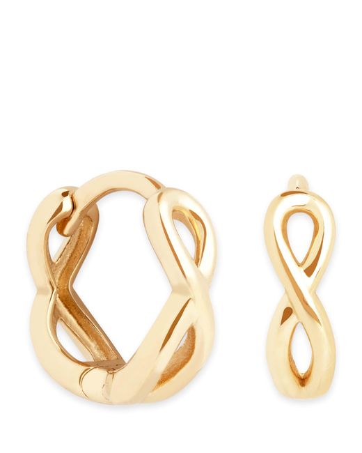 Astrid & Miyu Metallic Yellow Gold Infinity Huggie Earrings