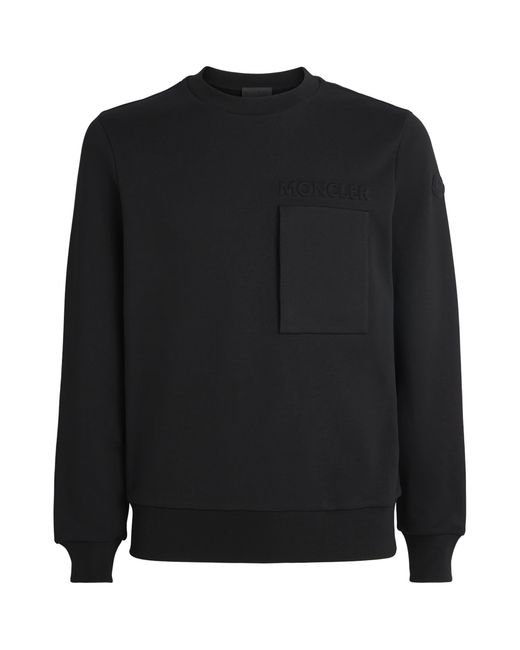Moncler Black Cotton Raised-Logo Sweatshirt for men
