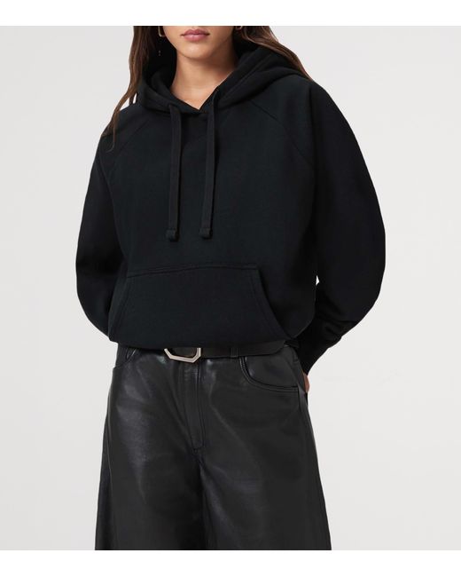AllSaints Black Cotton-Blend Oversized Talon Underground Hoodie