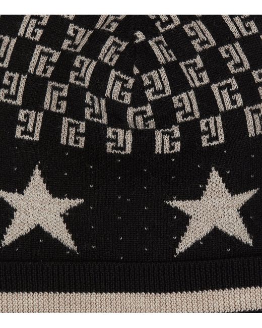 Balmain Black Star-detail Mini Monogram Beanie for men