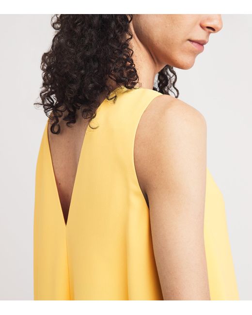 Lafayette 148 New York Yellow Crepe V-Neck Maxi Dress