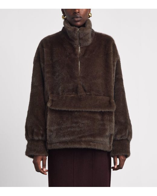 Source Unknown Brown Faux Fur Anorak Sweatshirt