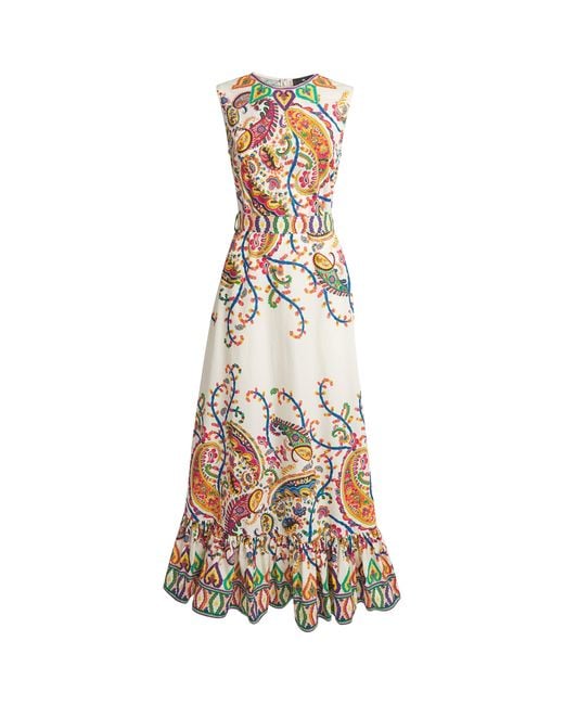 Etro Metallic Cotton Paisley Maxi Dress