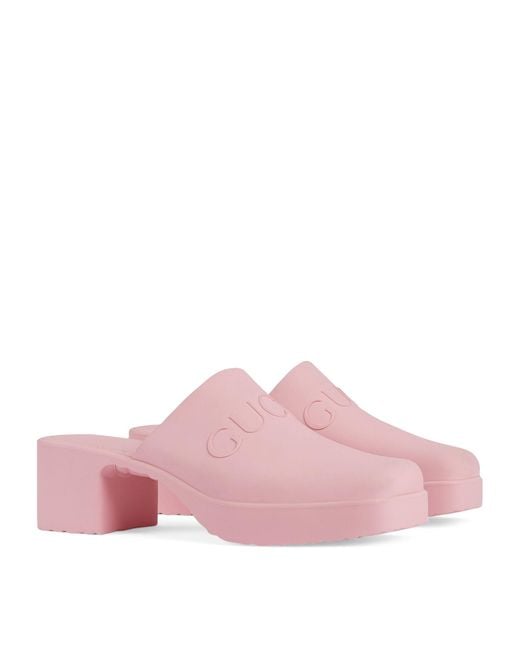 Gucci Pink Rubber Embossed Mules 58