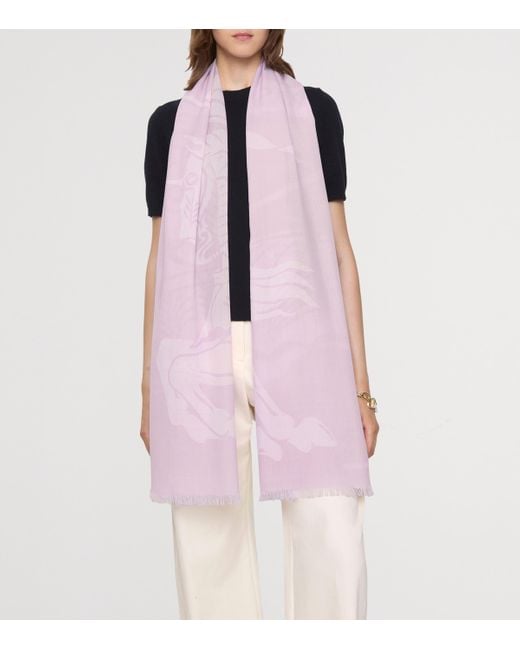 Burberry Pink Wool Wide Ekd Scarf