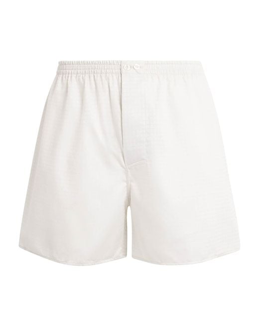 Zimmerli of Switzerland White Cotton Luxury Jacquard Boxer Shorts for men