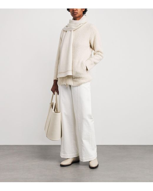 Eleventy White Wool-Cashmere Scarf