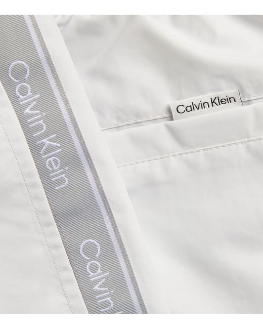 Calvin Klein White Logo-tape Swim Shorts for men
