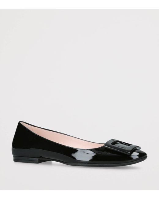 Roger Vivier Black Patent Leather U Look Ballet Flats