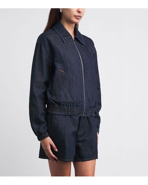 7 For All Mankind Blue Cotton-Linen Denim Jacket