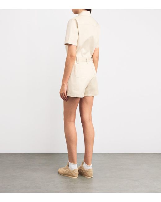 Claudie Pierlot Natural Cotton-Blend Belted Playsuit