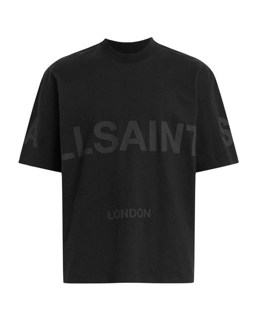 AllSaints Black Cotton Biggy Logo T-Shirt for men
