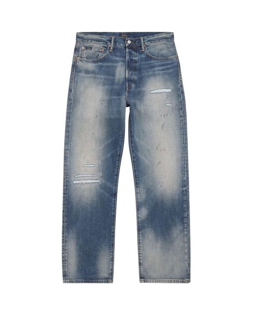 Polo Ralph Lauren Blue Heritage Straight Distressed Jeans for men