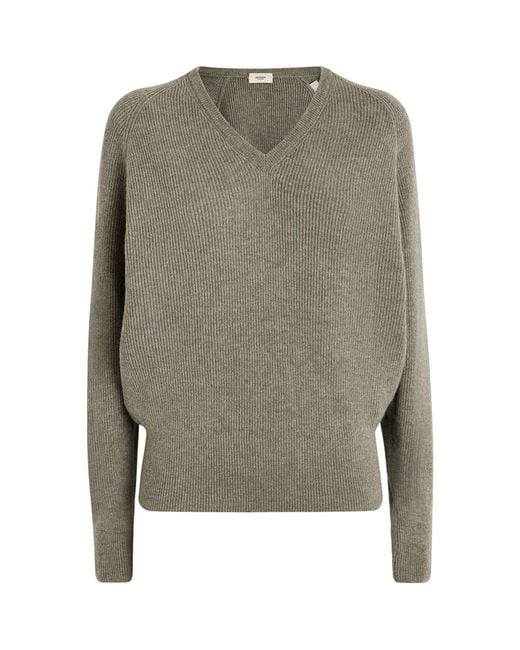 Agnona Green Cashmere V-Neck Sweater