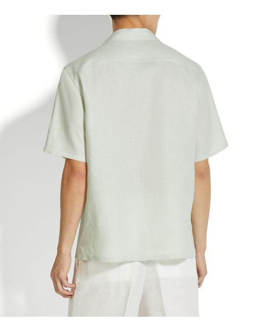 Zegna White Oasi Linen Shirt for men