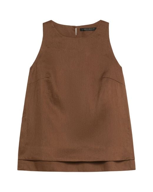 Marina Rinaldi Brown Linen Sleeveless Blouse