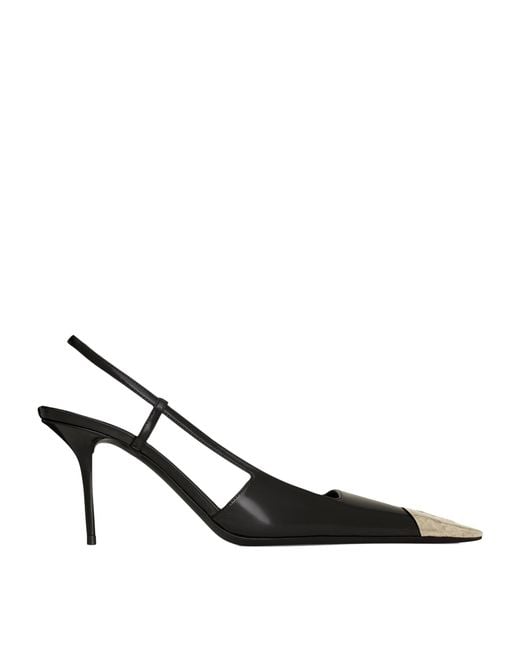 Saint Laurent Black Leather Jeanne Slingback Pumps 75