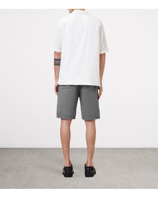 AllSaints Gray Cotton-Linen Hanbury Shorts for men